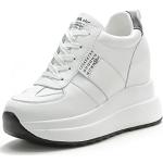 Sneakers larghezza E casual nere numero 34 con tacco da 7cm a 9 cm platform per Donna 