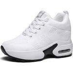 Sneakers larghezza E casual bianche numero 34 con tacco da 7cm a 9 cm traspiranti platform per Donna 
