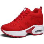 Sneakers larghezza E casual rosse numero 36 con tacco da 7cm a 9 cm traspiranti platform per Donna 