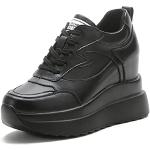 Sneakers larghezza E casual nere numero 34 con tacco sopra i 9 cm con zeppa per Donna 