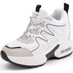 Sneakers larghezza E casual bianche numero 38 con stringhe platform per Donna 
