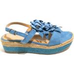Sandali gioiello larghezza E azzurri numero 38 in pelle di camoscio a fiori per Donna Apepazza 