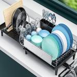 Organizer lavello con vassoio antigoccia e divisorio da cucina - Porta  utensili da cucina in acciaio inox - Bianco