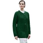Cardigan verdi XL di lana merino con scollo tondo per Donna 