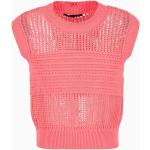 Maglie rosa M di cotone senza manica con girocollo per Donna Giorgio Armani Exchange 