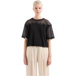Magliette & T-shirt scontate marroni XS di cotone mezza manica con scollo rotondo per Donna Giorgio Armani Exchange 