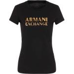 Magliette & T-shirt scontate nere XS di cotone a girocollo mezza manica con scollo rotondo per Donna Giorgio Armani Exchange 
