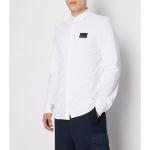 Camicie stretch scontate bianche XL di cotone Bio per Uomo Giorgio Armani Exchange 
