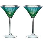 Bicchieri decorati blu di vetro soffiati a bocca 2 pezzi Artland 