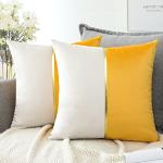 Cuscini gialli 45x45 cm in velluto patchwork per divani 