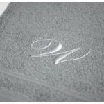 Asciugamani ricamati grigi 60x110 di cotone tinta unita Caleffi 