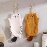 Asciugamani gialli di pile a tema gatti da bagno 