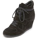 Sneakers stringate larghezza E casual nere numero 40 di pelle chiusura velcro con tacco da 7cm a 9 cm per Donna Ash Bowie 