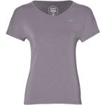 T-shirt classiche viola XS con scollo a V da tennis per Donna Asics 