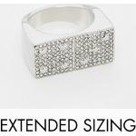 ASOS DESIGN - Anello argentato con cristalli e design a doppio dado-Argento