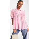 Magliette & T-shirt rosa punto smock mezza manica con manica corta Asos Design 