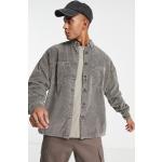 Camicie button down scontate grigie taglie comode in velluto per Uomo Asos Design 