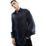 Camicie oversize nere 3 XL taglie comode in organza Asos Design 