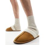 Pantofole larghezza E scontate marroni numero 40,5 di pile con stringhe a stivaletto Asos Design 
