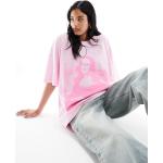 ASOS DESIGN - T-shirt oversize rosa con stampa di Monna Lisa su licenza