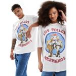 ASOS DESIGN - T-shirt oversize unisex bianca con stampa Los Pollos di Breaking Bad sul davanti-Bianco