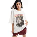ASOS DESIGN - T-shirt pesante oversize color crema con grafica Kurt Cobain su licenza-Bianco