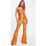 Abiti scontati arancioni XS con paillettes corti con cintura in vita per Donna Asos Design 