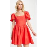 Abiti corti scontati eleganti rossi XS di lino con maniche a sbuffo corti per Donna Asos Design 