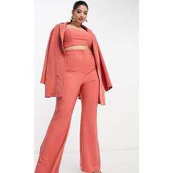 ASOS Luxe Curve - Pantaloni da abito a zampa color cannella in coordinato-Arancione