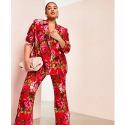 ASOS Luxe Curve - Pantaloni da abito con stampa pixelata di rose-Multicolore