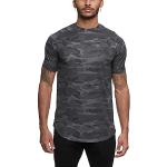 T-shirt militari grigie XXL taglie comode in poliestere mimetiche traspiranti mezza manica da fitness per Uomo 