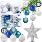 ShiyiUP Set di 24 palline decorative per albero di Natale Blu scuro