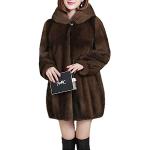 Piumini XL di eco-pelliccia per l'autunno manica lunga con cappuccio per Donna 