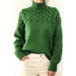 Pullover casual verde scuro 3 XL taglie comode tinta unita per l'autunno manica lunga per Donna 