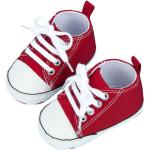 Sneakers slip on larghezza E casual rosse di cotone con allacciatura elasticizzata antiscivolo per bambini 