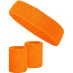Set di 3 pezzi con 2x fasce per i polsi + 1x fascia per la testa per donne e uomini (arancione)