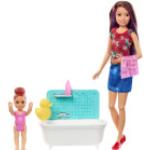 Bambola Barbie Babysitter con Vasca da Bagno