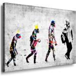 Banksy Evolution, graffito street art su tela già montato su cornice, riproduzione stampa artistica su tela, immagine, quadro da parete, poster, pittura, decorazione pop art
