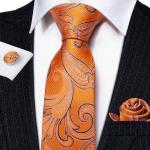 Accessori moda arancioni di seta paisley per matrimonio per Uomo 
