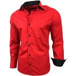 Baxboy R-44, camicia da uomo a maniche lunghe, slim fit, facile da stirare, per lavoro, matrimonio, tempo libero Colore: rosso XXXXL