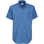 Camicie Oxford casual blu L taglie comode mezza manica per Uomo B&C 