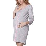 Be Mammy Camicia da Notte di maternità da Donna con Manica 3/4 e Funzione di Allattamento (Melange-Cuori (Rosa), XL)
