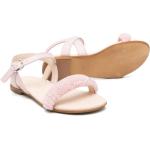 Sandali gioiello rosa numero 37 in pelle di vitello con perline con punta aperta per Donna Florens 