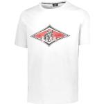 Bear MC T-Shirt Uomo Girocollo Stampa Logo Contrasto Surfboard (S, Bianco)