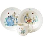 Beatrix Potter - Set stoviglie da neonato, motivo: coniglietto Pierre (Confezione da 3) 10.0000 Bianco, blu