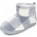 Pantofole larghezza A eleganti grigie a quadri con stringhe lavabili in lavatrice a stivaletto per Donna Bedroom athletics 