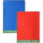 Set asciugamani scontato verde 90x160 di cotone sostenibile lavabile in lavatrice United Colors of Benetton 