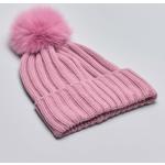 Cappelli rosa antico di pelliccia con pon pon per bambina di Negozipellizzari.it 