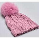 Cappelli rosa antico di pelliccia con pon pon per bambina di Negozipellizzari.it 