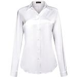 Magliette & T-shirt eleganti bianche XXL taglie comode in poliestere traspiranti con scollo a V manica lunga con scollo a V per Donna 